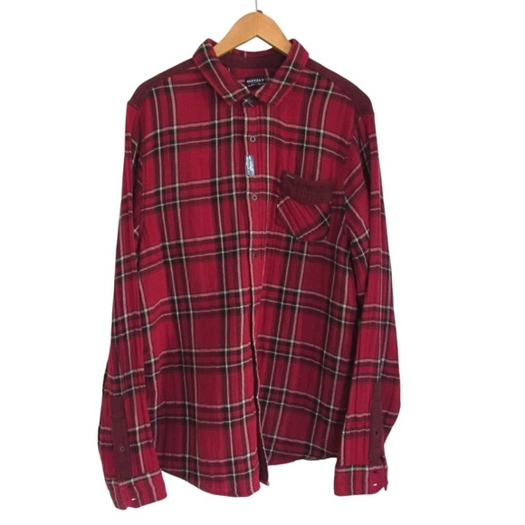 Buffalo David Bitton Mens Red Plaid Button Down Shirt XXL Classic Regular Fit - Picture 1 of 10